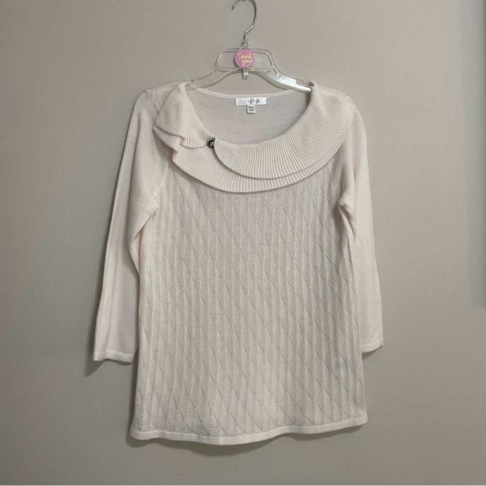 Chic‎ Light Cream Cowl Neck Sweater. Size. Small